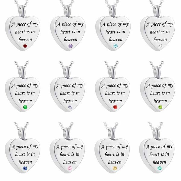 

a piece of my heart is in heaven urn necklace for ashes memorial keepsake cremation pendant jewelry funeral locket, Silver