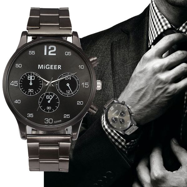 

migeer quartz watch men's stainless steel mesh band watches mens brand fashion bracelet analog wrist watches relogio #lh, Slivery;brown