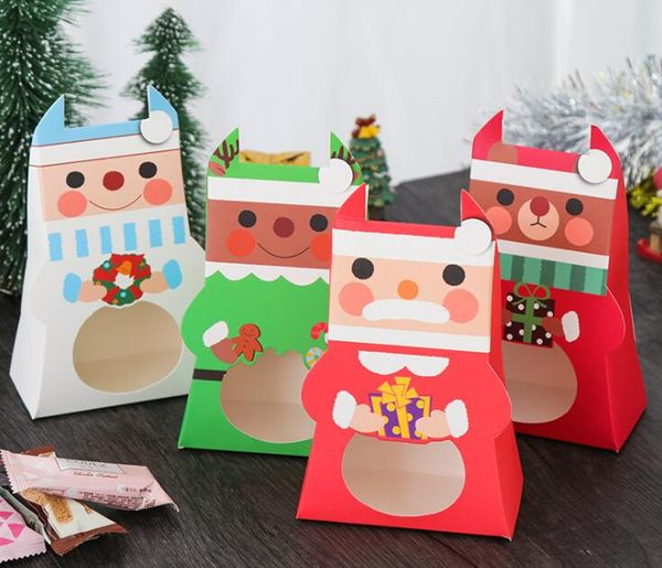 

christmas biscuit box candy gift bag santa claus snowman bear shape candy box for xmas decoration