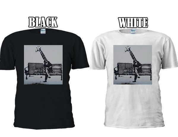 Banksy Giraffe Sitting A Bench Funny T Shirt Vest Tank Top Men