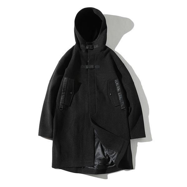 

winter new and long trend hooded fashion korean men's coat, Black