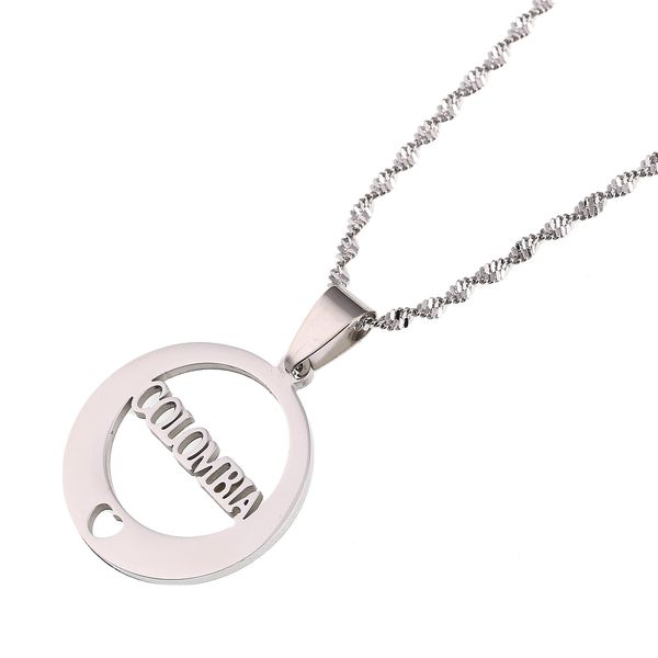 

stainless steel round colombia pendant heart colombia jewelry, Silver