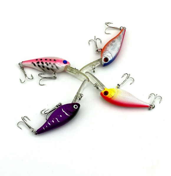 

4pcs небольшой приманки искусственные рыболовные приманки комплект 3d глаза твердый гольян с плавающей глубокий дайвер 7.2 г / 8 см