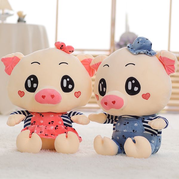 

candice guo super cute plush toy lovely couple heart pig dressed piggy soft stuffed doll lover girl birthday christmas gift 1pc