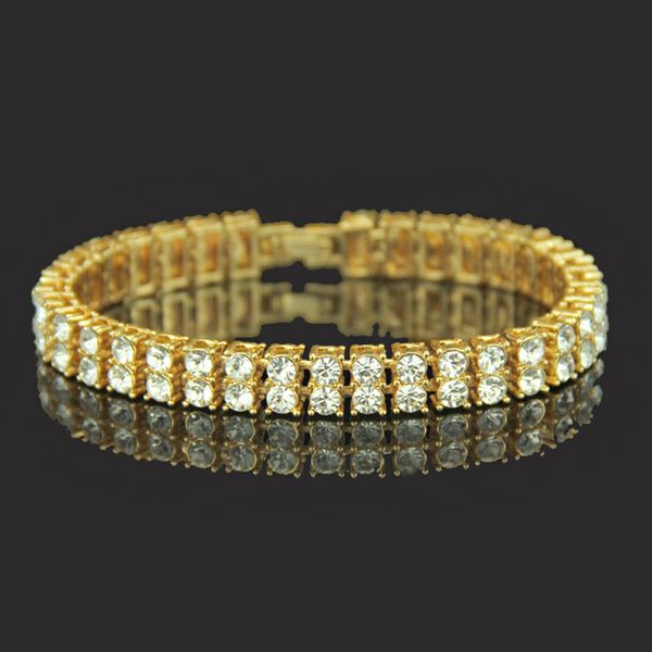 Gioielli hip hop di alta qualità gioielli da 18k oro gelido bling bling bracciale nero bracciale da camicia di diamante