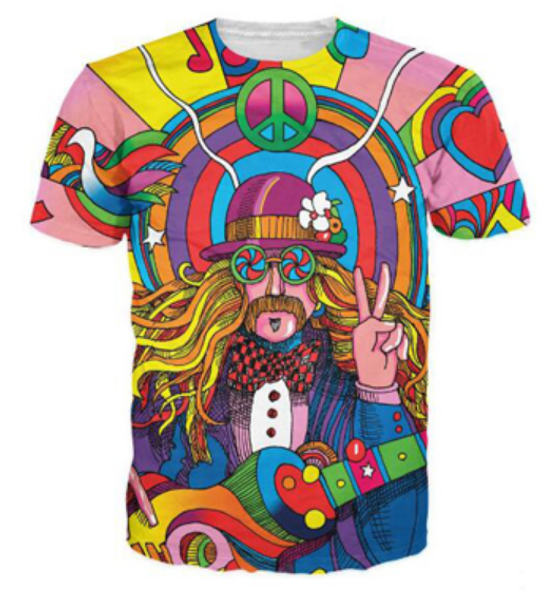 

fashion mens/womans hippie musician summer style funny 3d print casual t-shirt plus size zgx026, White;black