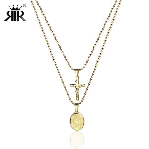 

rir gold virgin mary pendant necklace multilayer chain charm religious style jewelry accessories women's fashion, Silver