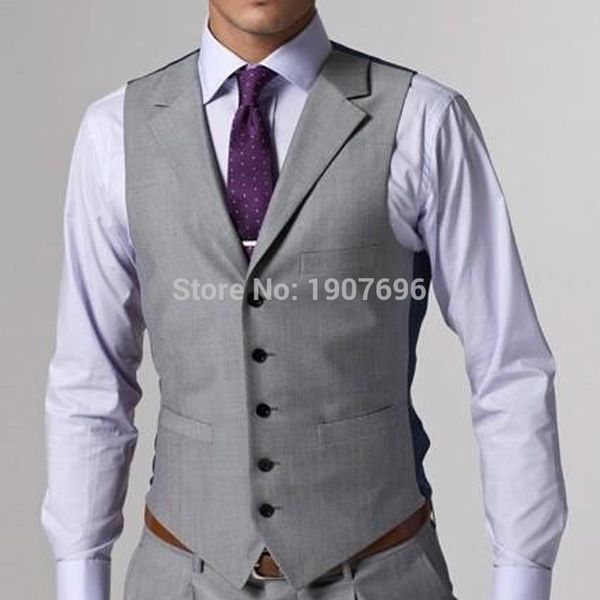 

light gray men suit vest 2018 new autumn slim fit wedding groomsmen waistcoat, Black;white
