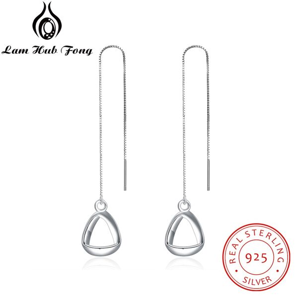 

100% 925 sterling silver long earrings ear line twisted triangle drop earrings office women tassel jewelry(lam hub fongea102877, Golden;silver
