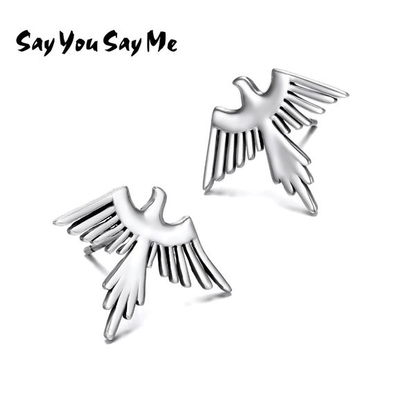 

say you say me silver peace dove stud earrings birds sigi trendy anti-war earring trendy rock fine jewelry for party girls, Golden;silver