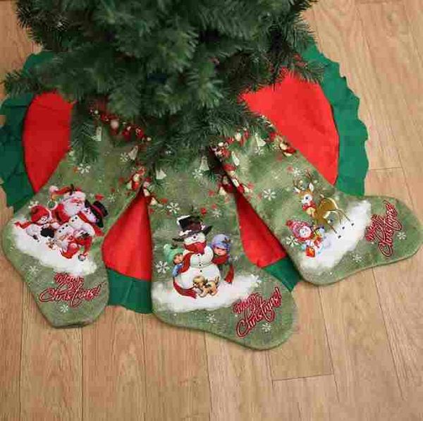 

green christmas stocking santa claus/snowman/deer sock gift xmas tree decorations big stockings christmas decorations