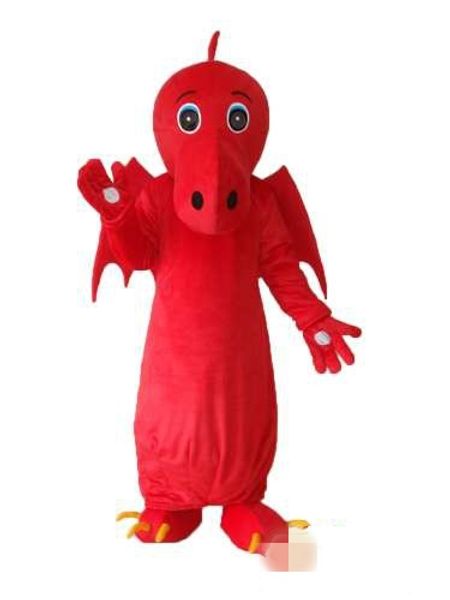 

high-quality real pictures red dragon mascot costume ing, Red;yellow