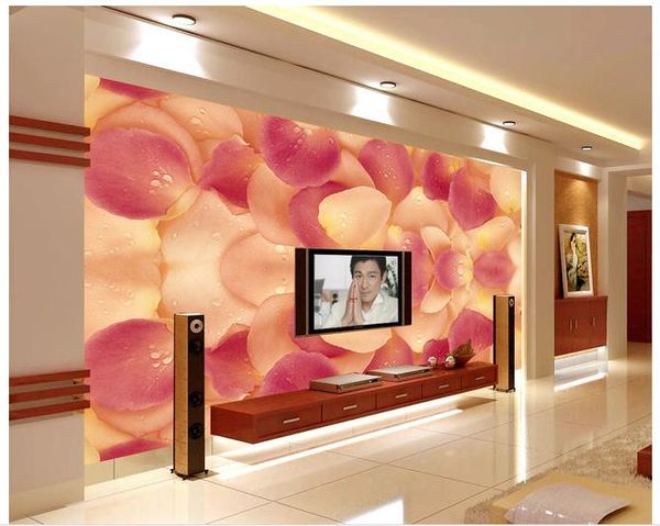 

dew flower discerning tv background wall modern living room wallpapers