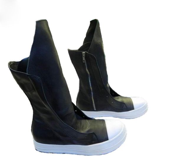 

trend pointed toe men boots high-men leather boots england stylist male boots, Black