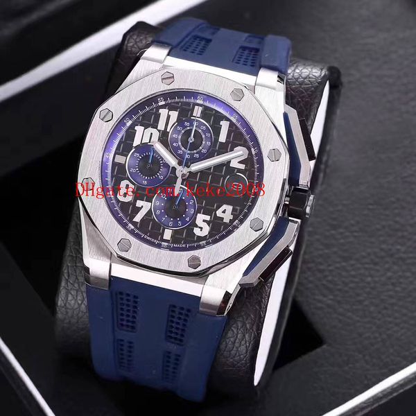

5 style luxury watch n8 factory 44mm offshore 26210oi.oo.a109cr.01 rubber bands strap vk quartz chronograph workin mens watches, Slivery;brown
