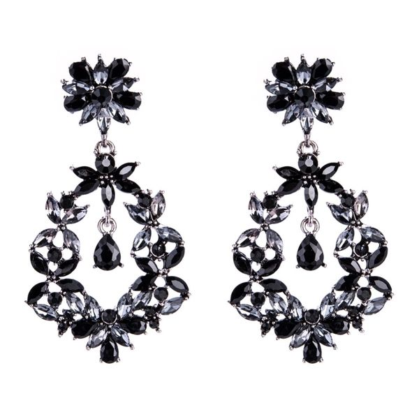 

fllower rhinestone earrings 2018 crystal drop earring big earrings luxury large jewellery oorbellen fashion accessories, Silver