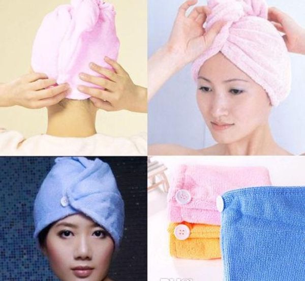 

Microfiber magic hair dry drying turban wrap towel hat cap quick dry dryer bath make up towel 500pc
