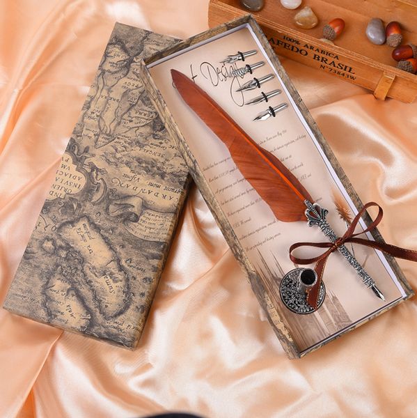 

creative craft feather pen personalized custom pen retro european gift set