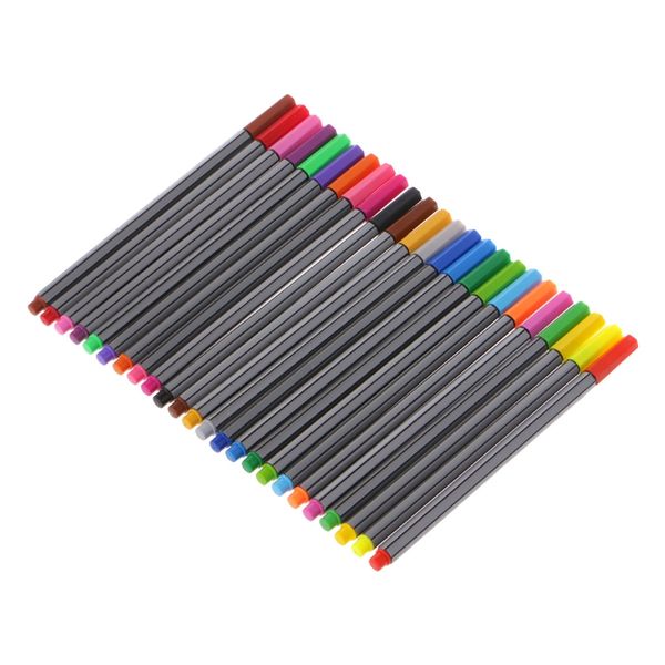 

0.4mm 24 colors fineliner needle tip marker water based ink pen art painting set, Black;red