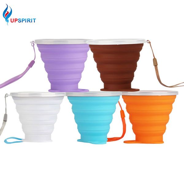 

upspirit 270ml silicone folding bottle with lid collapsible camping coffee water bottles sports&outdoors kitchen dining&bar