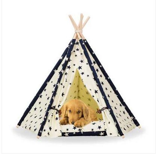 

sales 2019 wholesales pet teepee tent dog cat toy house portable washable pet bed star pattern
