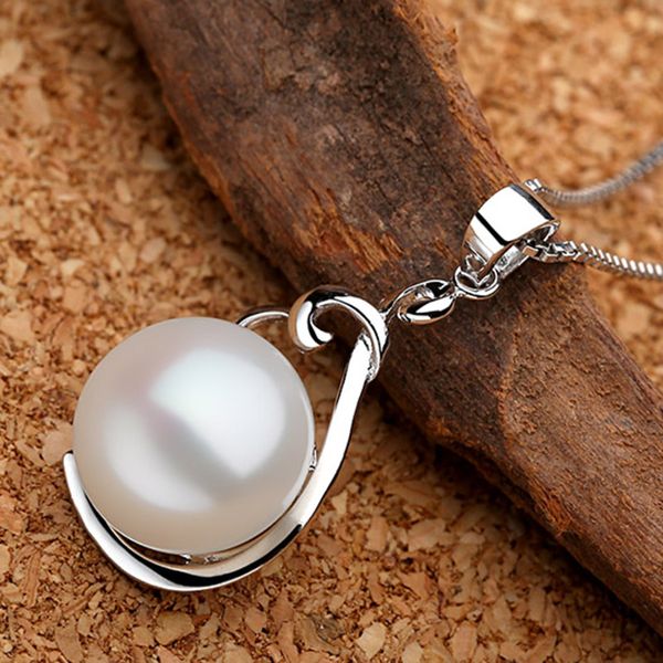 

sinya real pearl pendant necklace 925 sterling silver charm for women guaranty hand-polished fine jewelry with 18inch box chain