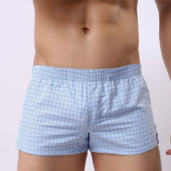 Luxo de luxo masculino boxers boxers shorts xadrez de algodão calcinha grande boxer curto respirável