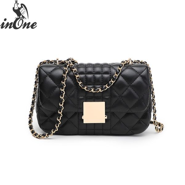 

inone 2018 ladies hand bags women messenger shoulder bags crossbody quilted pu le boy diamond lattice stitches handbag purse