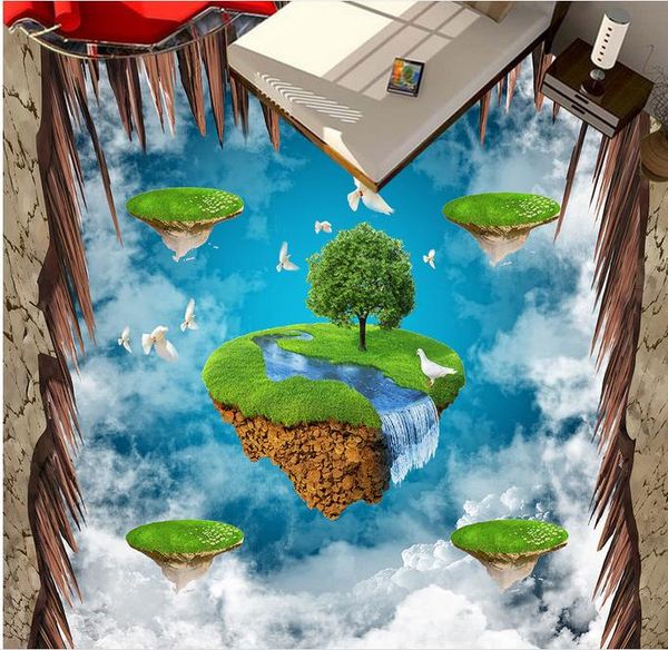 

обои пола pvc 3d для голубя острова подвеса ванной комнаты воздушного 3d напольная картина пола обои pvc для комнаты