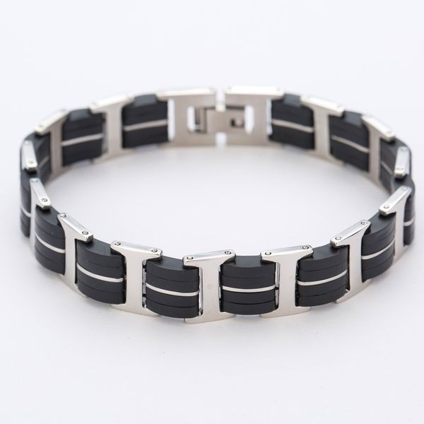 

2021 and american men jewelry simple elegant fashion personality titanium steel silicone men's stainless steel chain link bracelet, White