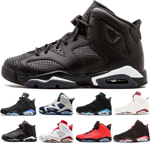 

new black cat 6 6s mens basketball shoes alternate angry bull 6s men sports blue wheat unc gatorade infrared sneakers size eur 41-47, White;red