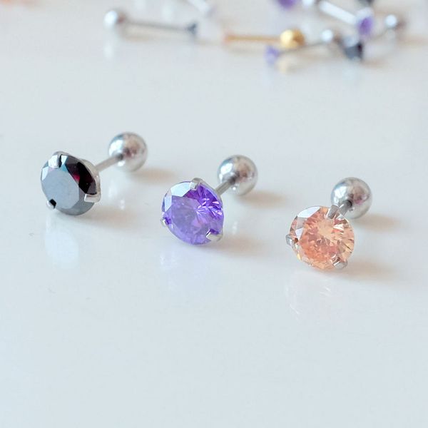 

из нержавеющей стали циркона ухо кости ногти, тонкая игла, дрель серьга, корейские мужчины и женщины моды уха ногтей, Golden;silver