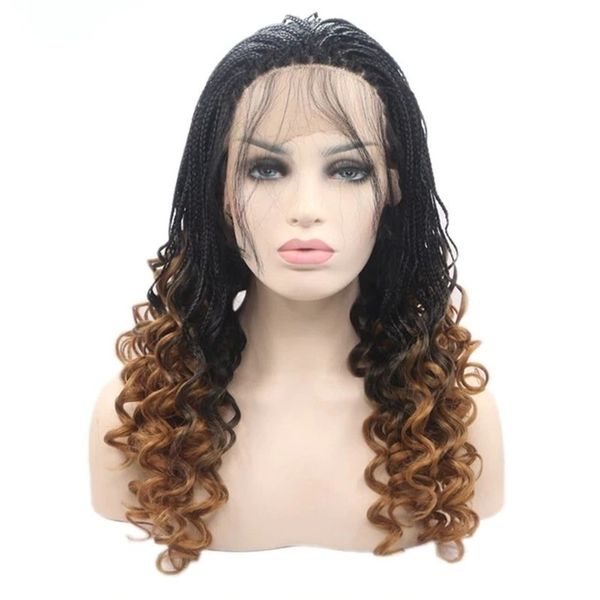 Cabelo castanho de ombre de alta qualidade Curoly Braids Wig 16 