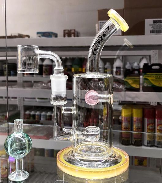 

Желтые стеклянные бонги Toro Горячие продажи курительные трубки Кальяны 2 функции Heady Bubbler 14 мм Женский Сустав Nexus Puck Fab Egg Водопроводные трубы