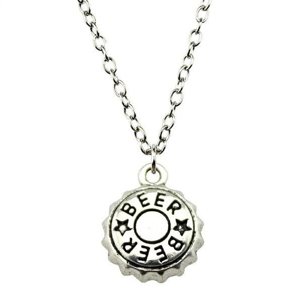 

wysiwyg 5 pieces metal chain necklaces pendants vintage necklace handmade beer bottle cap 17x14mm n2-b12200, Silver
