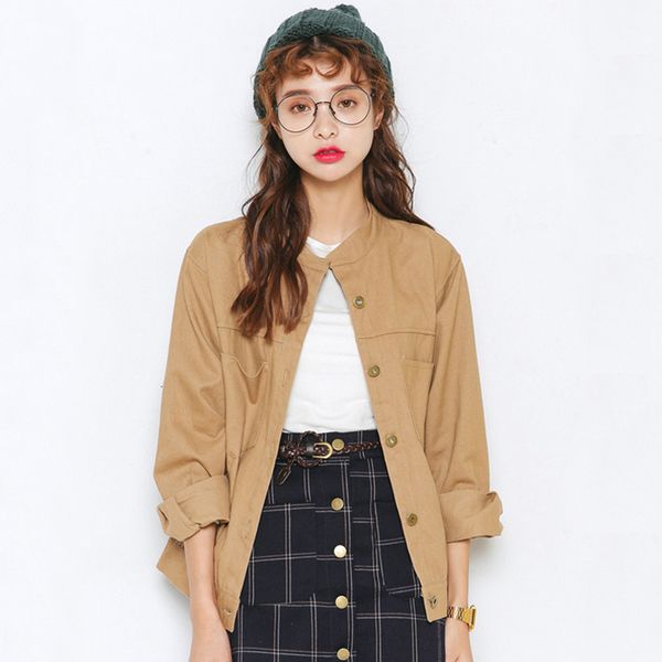 

harajuku office casual female outwear classic college long sleeve spring autumn casaco feminina korean loose femme coats femme, Black;brown