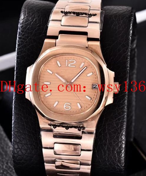 

2 color luxury nautilus ladies 18k rose gold & automatic movement watch 7010r-011 35mm women fashion wrist watches, Slivery;brown