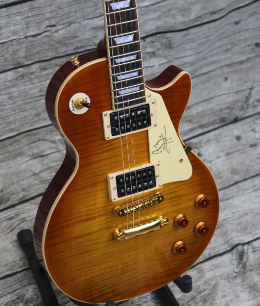 

Custom 1959 Jimmy Page Number One JP No. 1 Cherry Sunburst Electric Guitar Little Pin Tone Pro Bridge, Flame Maple Top, Gold Grover Tuners