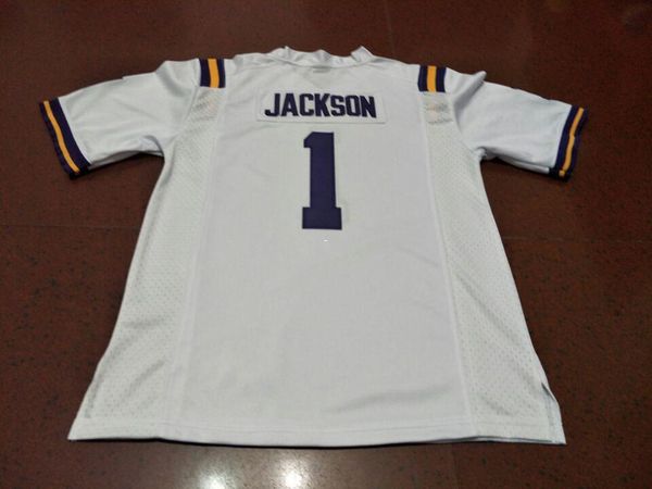 

men white purple #1 donte jackson lsu tigers alumni college jersey or custom any name or number jersey, Black;red