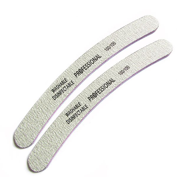 

2pcs/lot nail art sanding 100/100 grit file professional diamond spong nail files buffer curve banana for art tips manicure