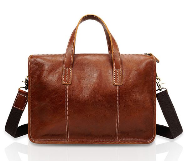 

men's bag genuine leather handbag briefcase cow leather casual 14" lapbag men's retro messenger bags