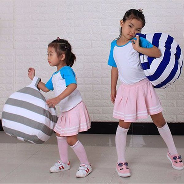 

43 colors storage bean bas bags kids stuffed animal toys beanbag striped print plush toys organizer storage boxes for boy girl lazy sac sofa