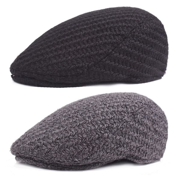 

men vintage knitted winter cabbie driving golf beret hat newsboy soft flat cap hatcs0546, Blue;gray