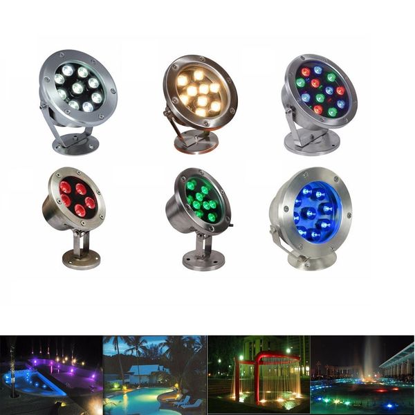 

6w 12w 18w 24w 30w 36w red green blue ip68 cree led underwater aquarium pool fi h tank rgb pot light lamp 12v