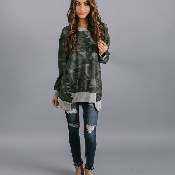 

осень новый женский камуфляж v-образным вырезом длинные свободные свитер пальто женский, Black