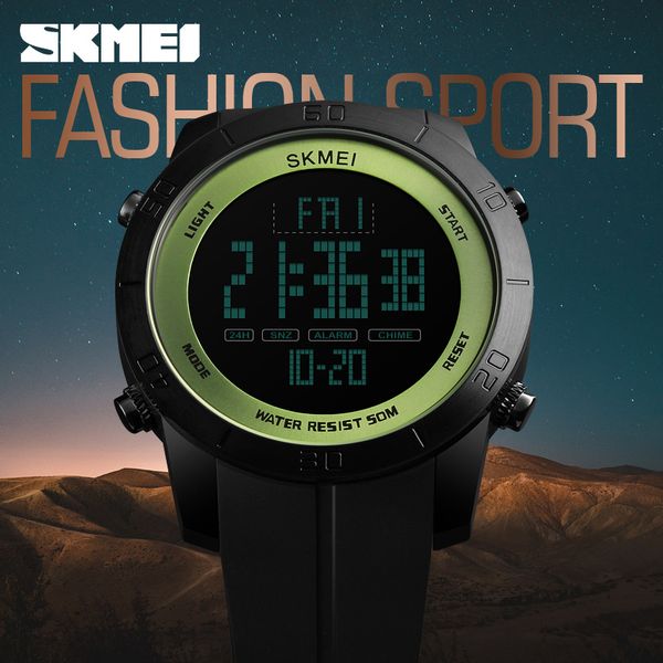 

skmei 1353 men digital watch 2time pu strap waterproof multi-function wristwatches men 12/24hour clock watch relogio masculino, Slivery;brown