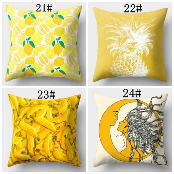 Fashion Yellow Peach Skin Pillow Geometric Pineapple Animal