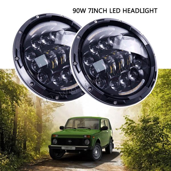 

4pairs 90w offroad 7inch round led headlamp par56 replacement with drl turn signal h4 h13 plug for 4x4 wrangler jk ct trucks