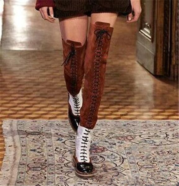 

Смешанные цвета Западный стиль Женщины Бедро Высокие сапоги Знаменитости Мотоци