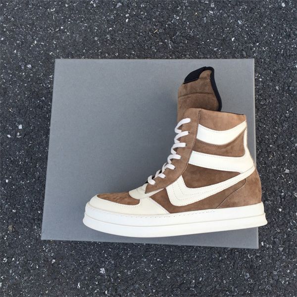 

exclusive high end limited customized brown suede genuine leather basket runner hi-street shoes high boot, Black